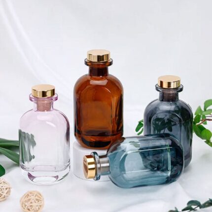 Μπουκάλι για Diffuser Γκρι - Μπλε με χρυσό καπάκι 150ml