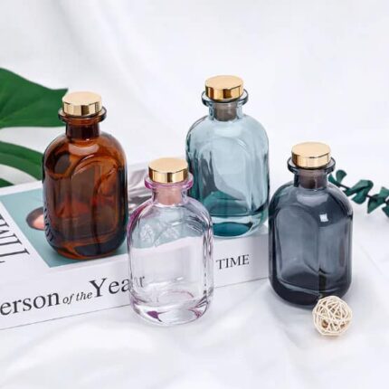 Μπουκάλι για Diffuser Γκρι - Μπλε με χρυσό καπάκι 150ml