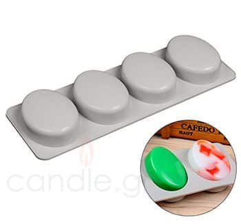 3D Silicone Mold for Oval Soap - 4 soaps