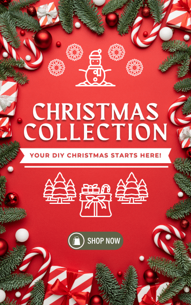 Χριστουγεννιάτικη συλλογή Candle.gr – κόκκινο banner με δώρα, στολίδια και κλαδιά ελάτου. Χειροποίητα κεριά και DIY δημιουργίες για τα Χριστούγεννα.