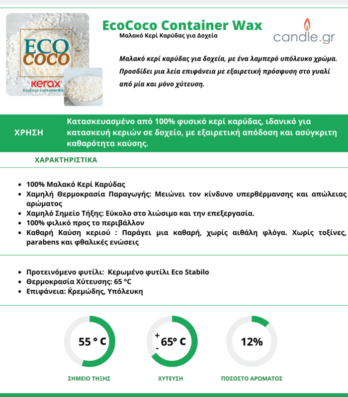 Μαλακο κερι καρύδας για δοχεία EcoCoco Container Wax