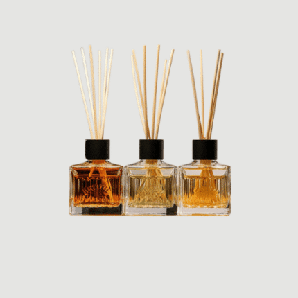 Τρία γυάλινα αρωματικά diffuser με fibe reeds – κατηγορία αρωματικά χώρου