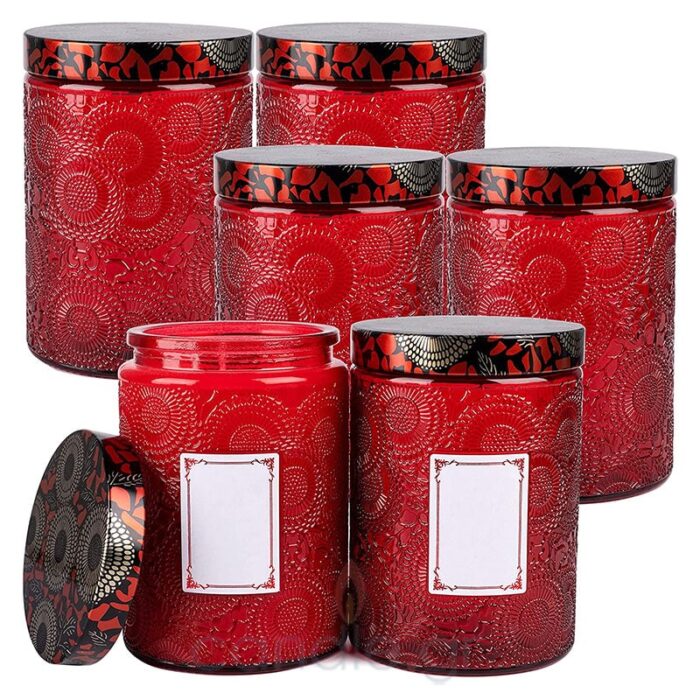 Γυάλινο Ανάγλυφο Βάζο Μεγάλο Κόκκινο