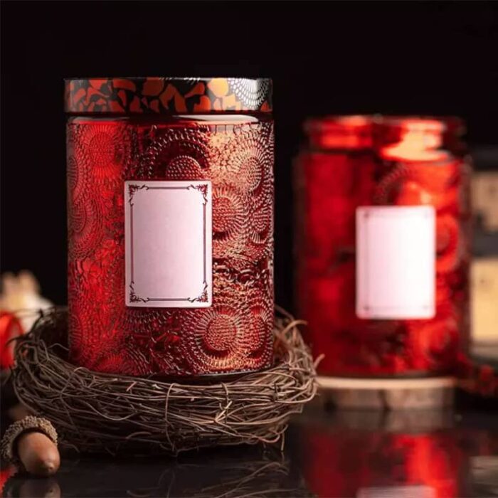 Γυάλινο Ανάγλυφο Βάζο Μεγάλο Κόκκινο