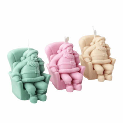 Καλούπι σιλικόνης για κεριά με σχέδιο Άγιου Βασίλη καθισμένο σε πολυθρόνα – ιδανικό για χριστουγεννιάτικες δημιουργίες.