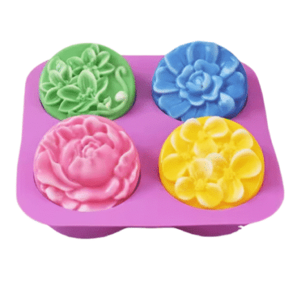 Καλούπι Σιλικόνης για Σαπούνι Στρογγυλό Ανάγλυφο - 4 θέσεων1