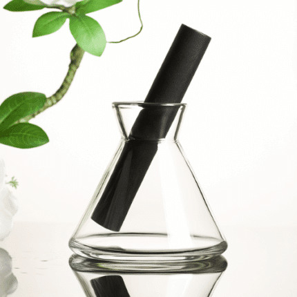 Μπουκάλι Lab Flask Διάφανο με Μαύρο Fiber Reed - 200ml-1