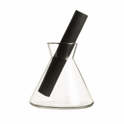 Μπουκάλι Lab Flask Διάφανο με Μαύρο Fiber Reed - 200ml